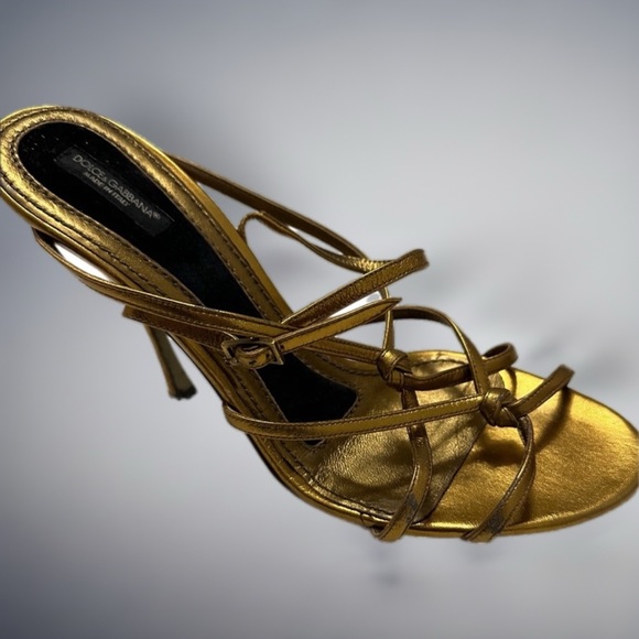 Dolce & Gabbana Gold Strappy Sandals 38.5 👠 - Picture 2 of 5